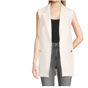 Cream Tailored Vest with Lapel Collar